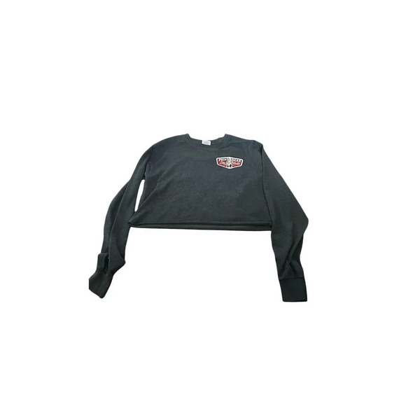 Women's Gray Cropped Pullover Sweatshirt Size S Relaxed Fit - Picture 1 of 4